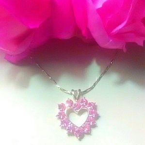 ❤️Vintage Pink Heart Rhinestone Necklace ❤️